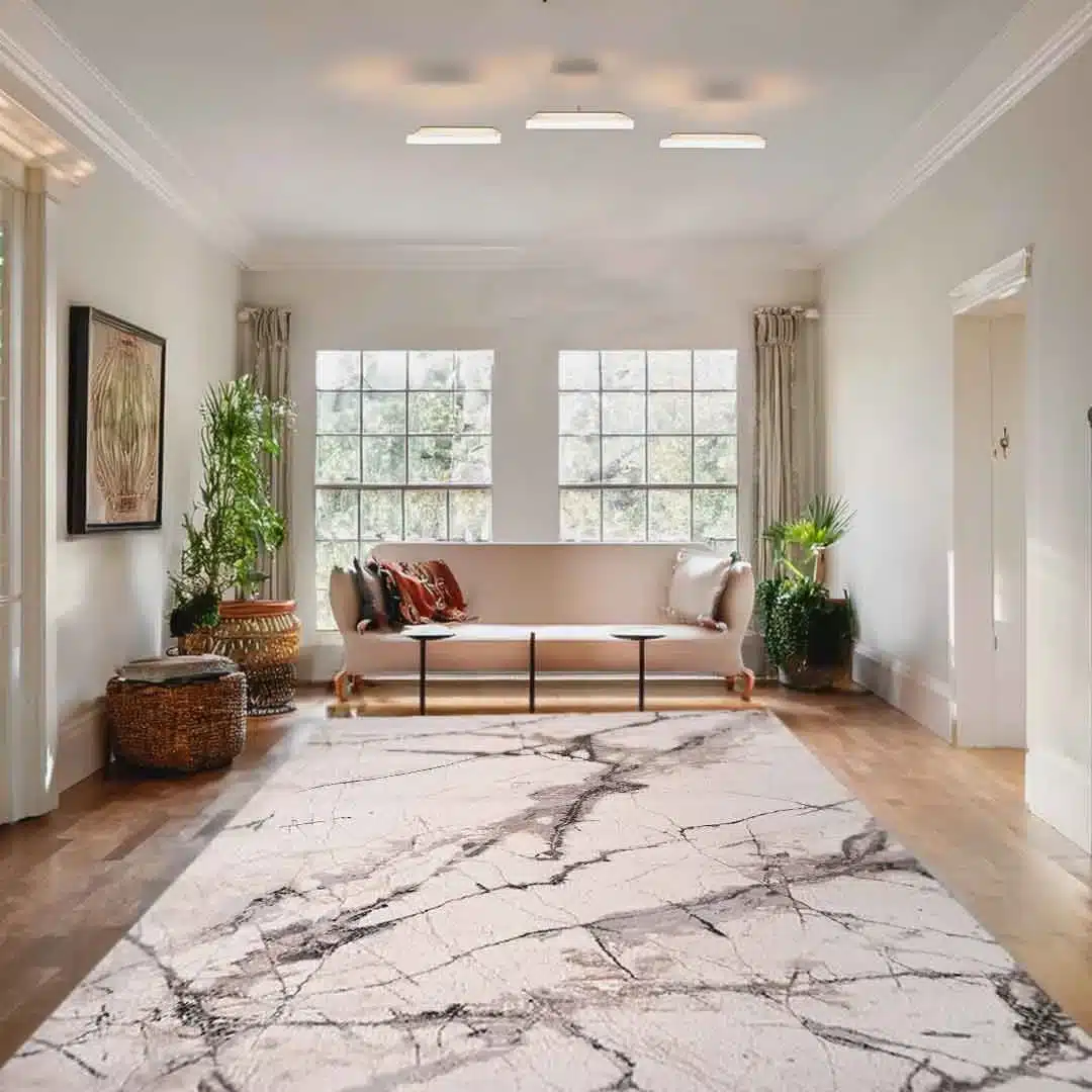 Lorenz Porcelain Marble Effect White Rug - Image 3