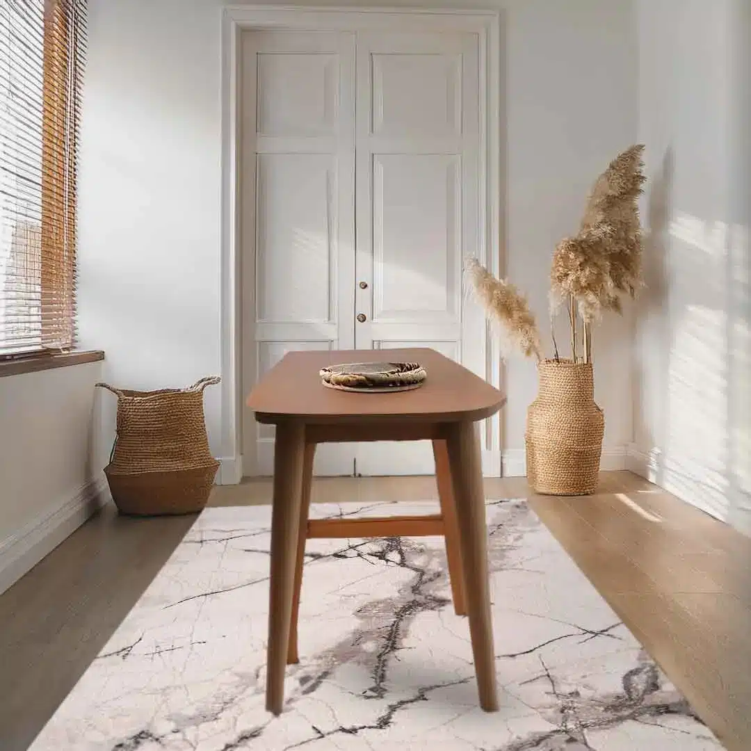 Lorenz Porcelain Marble Effect White Rug - Image 4